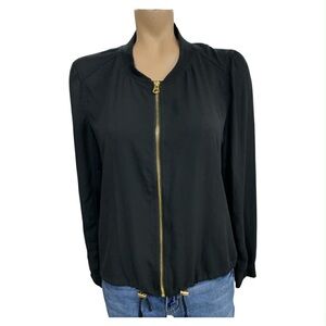 Tacera Black Jacket with Gold Zipper Size M